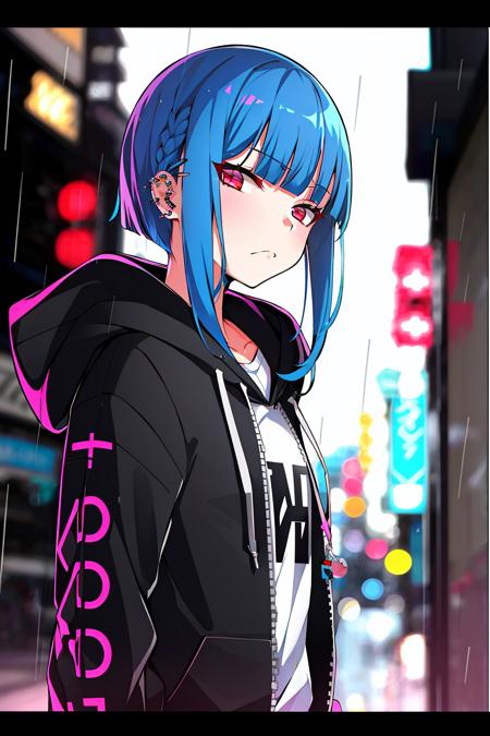 3978520535-318131506-neon palette  , 1girl, black hoodie, blue hair, blunt bangs, blurry, blurry background, cellphone, city, closed mouth, ear pierc.png